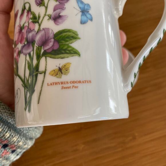 Portmeirion Botanic Garden Sweet Pea 2-Pc. 4" Mug Tea Cup w/ Coaster FLAWLESS - Picture 7 of 9